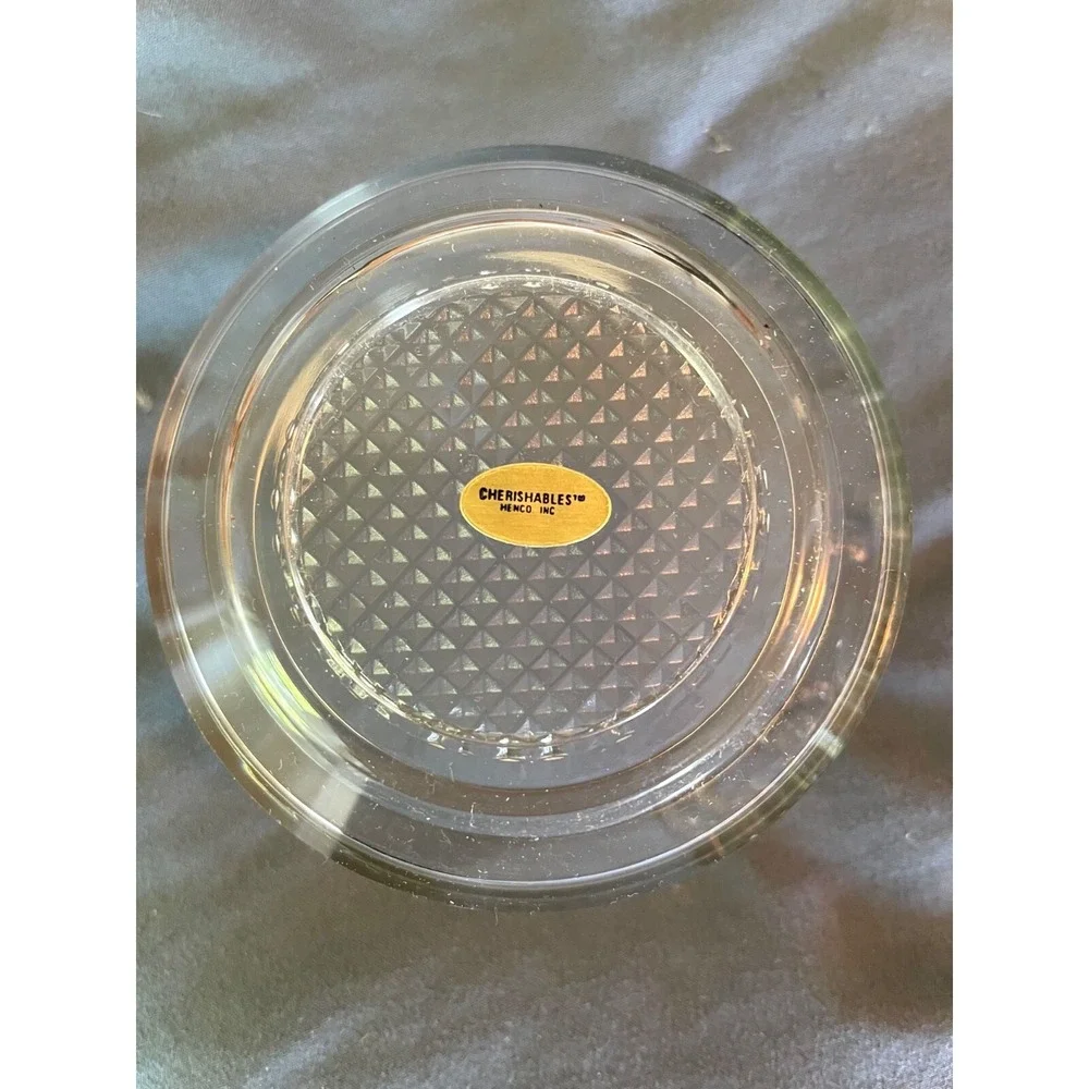 Henco Cherishables Clear Acrylic Trinket Box Engraved Parakeets Vine Heart w/box